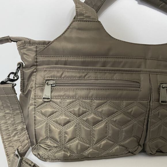 LUG Streetcar East/West Shoulder Crossbody Bag Purse in Gray Quilted Divider - Picture 3 of 13